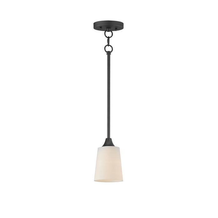 Maxim Lighting Hudson 1 Light 8" Mini Pendant, Black/Satin White - 92880SWBK