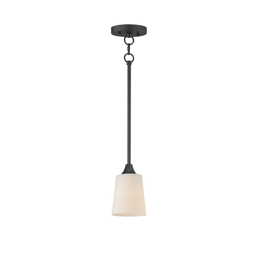 Maxim Lighting Hudson 1 Light 8" Mini Pendant, Black/Satin White - 92880SWBK