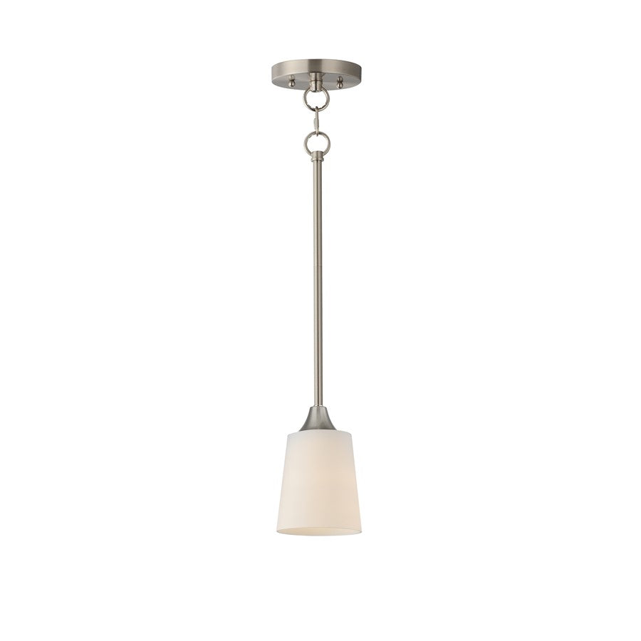 Maxim Lighting Hudson 1Lt 8" Mini Pendant, Satin Nickel/Satin White - 92880SWSN