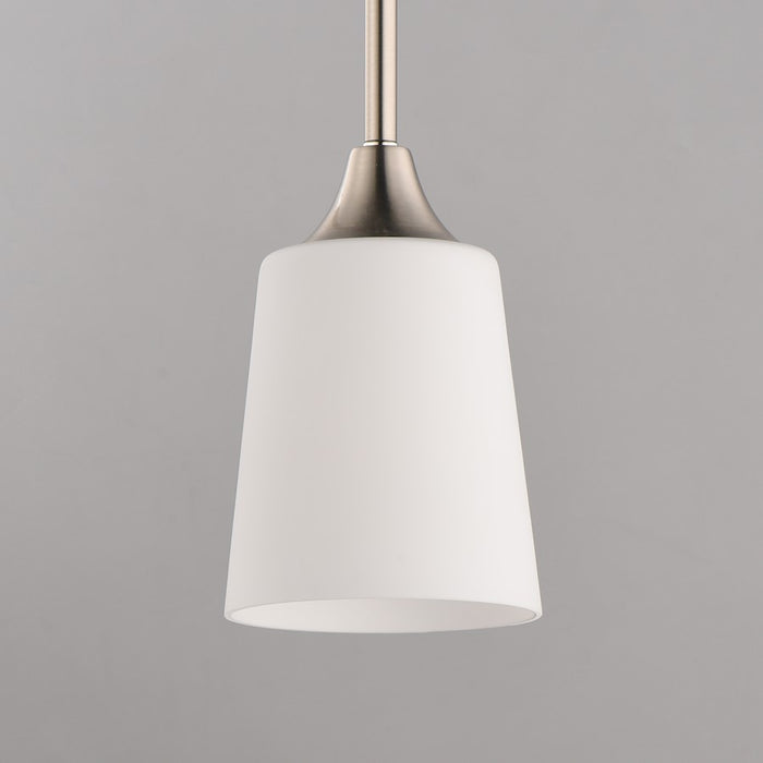 Maxim Lighting Hudson 1Lt 8" Mini Pendant, Satin Nickel/Satin White