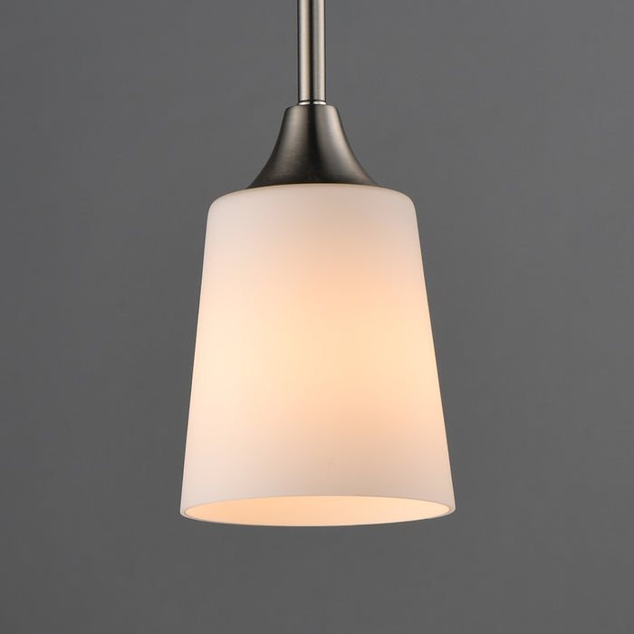 Maxim Lighting Hudson 1Lt 8" Mini Pendant, Satin Nickel/Satin White