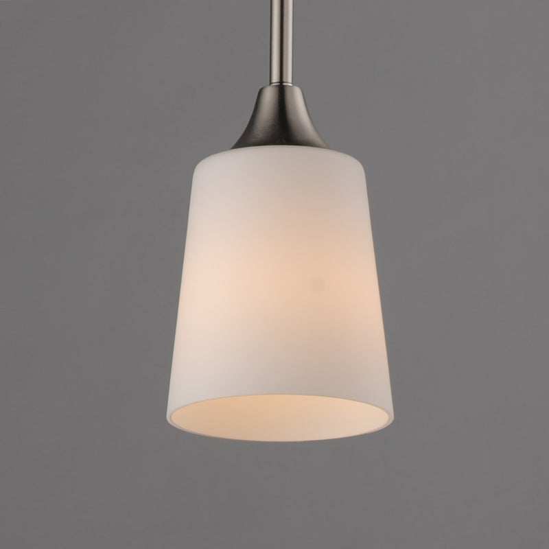 Maxim Lighting Hudson 1Lt 8" Mini Pendant, Satin Nickel/Satin White