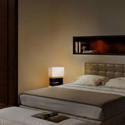 Nova California Zen 20in Table Lamp | Espresso Brushed Nickel and White Linen | Living Room & Bedroom | 3000lm 2700K Dimmable | Model 0284DC