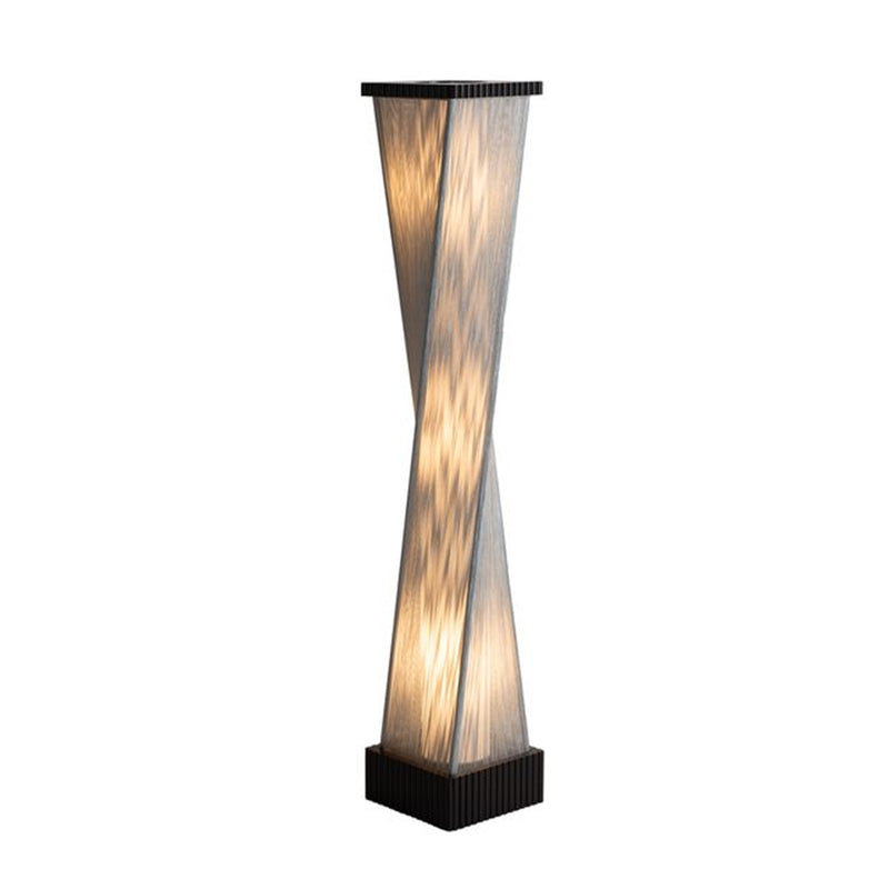 Nova California Torque 9in 3-Light Floor Lamp | Mid-Century Modern Ebony Wood and Silver Fabric String | Living Room & Bedroom | Model 10039DB