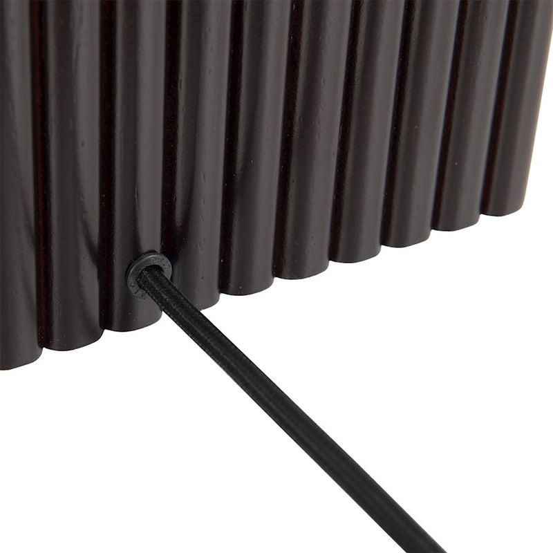 Nova California Torque 9in 3-Light Floor Lamp | Mid-Century Modern Ebony Wood and Silver Fabric String | Living Room & Bedroom | Model 10039DB