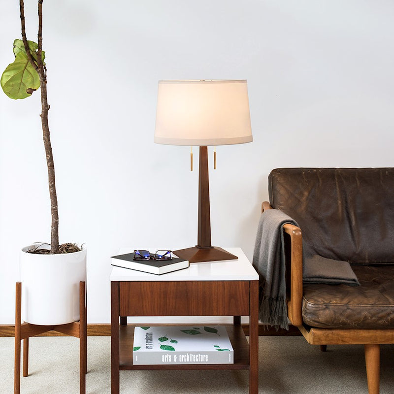 Nova California Taper 31in 1-Light Table Lamp | Mid-Century Dark Walnut Wood and Weathered Brass | Living Room & Bedroom | Model 1010251DW