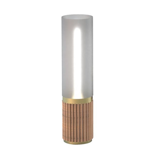 Nova California Tambo Cylindro 18in Petite Accent Table Lamp | Natural Ash Wood and Weathered Brass with White Acrylic Shade | Model 1010801ASH