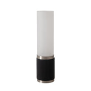Nova California Tambo Cylindro 18in Petite Accent Table Lamp | Black Oak Wood and Satin Nickel with White Acrylic Shade | Bedroom & | Model 1010801BO