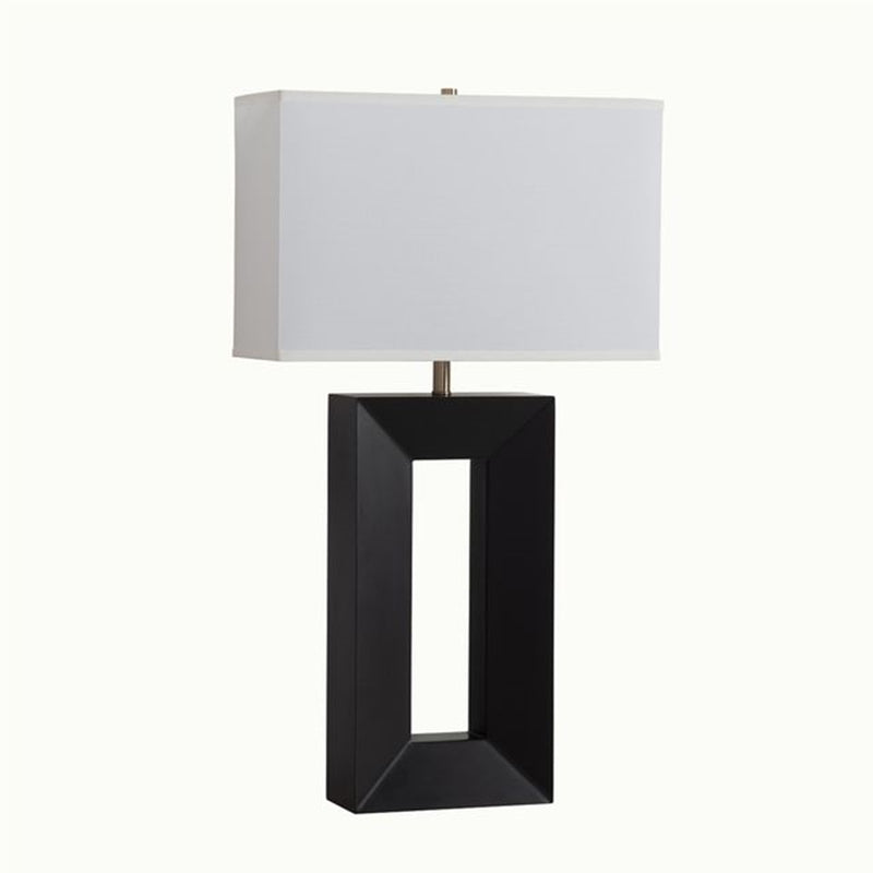 Nova California Julie Standing 31in 1-Light Table Lamp | Mid-Century Ebony Wood and Weathered Brass with White Linen Shade | Living | Model 1010830B