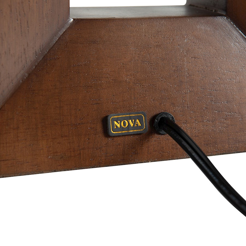 Nova California Julie 17in 1-Light Table Lamp | Mid-Century Modern Dark Walnut Wood and Weathered Brass White Linen | Living Room & | Model 1010830DW