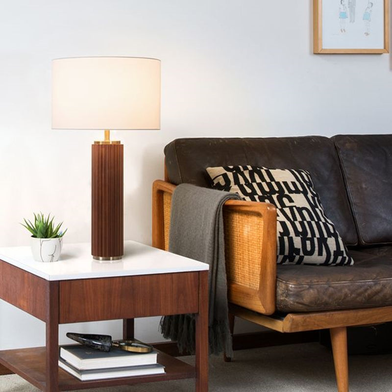 Nova California Tambo 1-Light Table Lamp | Mid-Century Dark Walnut Wood and Weathered Brass | Living Room & Bedroom | Model 1010832DW