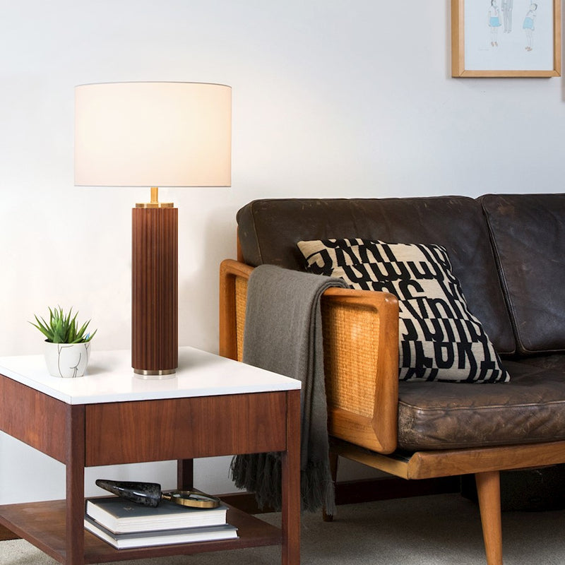 Nova California Tambo 1-Light Table Lamp | Mid-Century Dark Walnut Wood and Weathered Brass | Living Room & Bedroom | Model 1010832DW