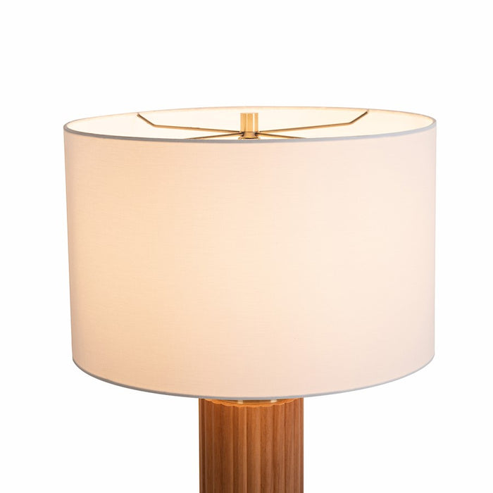 Nova California Tambo 1 Light Table Lamp, Ash Wood/Brass/White