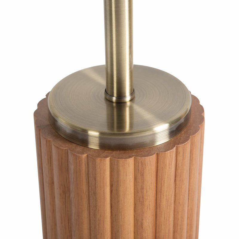 Nova California Tambo 31in 1-Light Table Lamp | Mid-Century Modern Light Ash Wood and Weathered Brass White Linen | Living Room & | Model 1010832LW