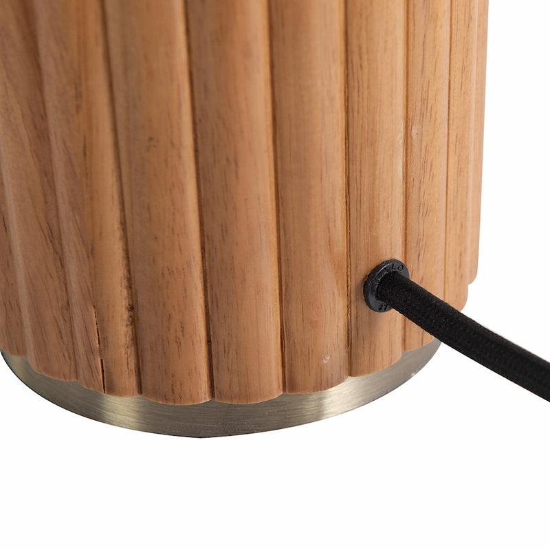 Nova California Tambo 31in 1-Light Table Lamp | Mid-Century Modern Light Ash Wood and Weathered Brass White Linen | Living Room & | Model 1010832LW