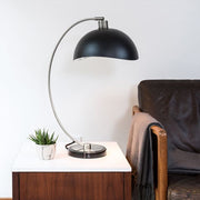 Nova California Luna Bella 25in Table Lamp | Mid-Century Modern Antique Nickel and Matte Black Metal with Silver Leaf | Living Room | Model 1011017AN