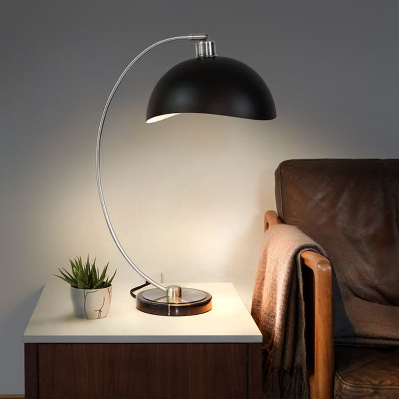 Nova California Luna Bella 25in Table Lamp | Mid-Century Modern Antique Nickel and Matte Black Metal with Silver Leaf | Living Room | Model 1011017AN