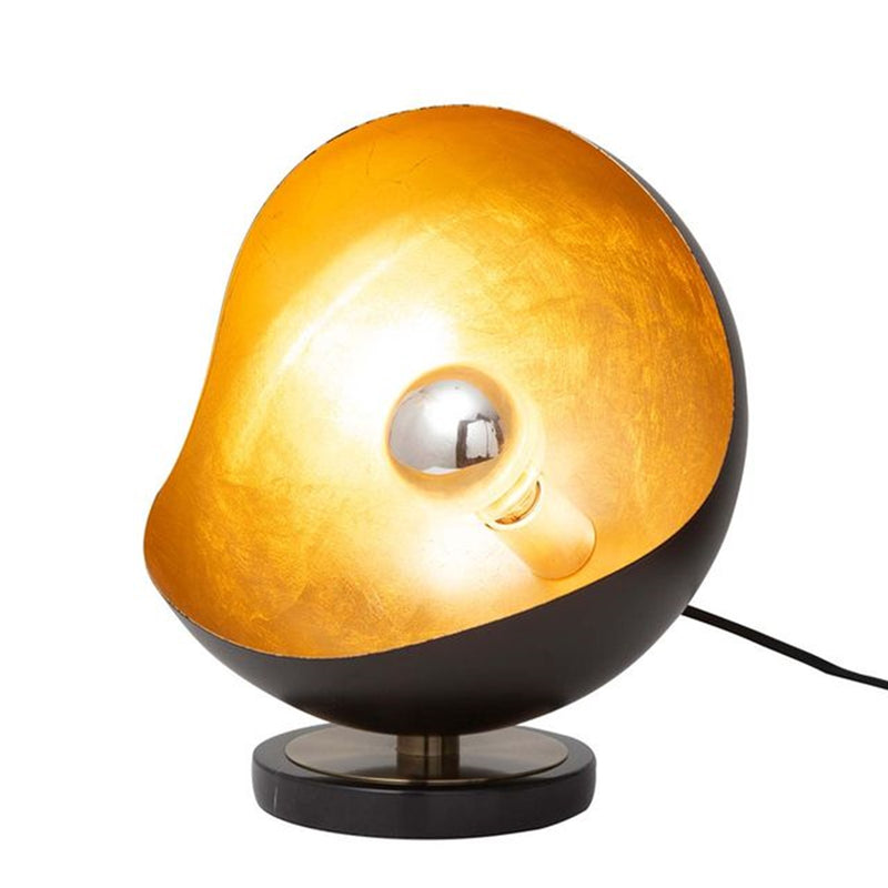 Nova California Luna Bella 15in 1-Light Table Lamp | Mid-Century Matte Black and Gold Leaf Steel | Living Room & Bedroom Accent | Model 1011058BG