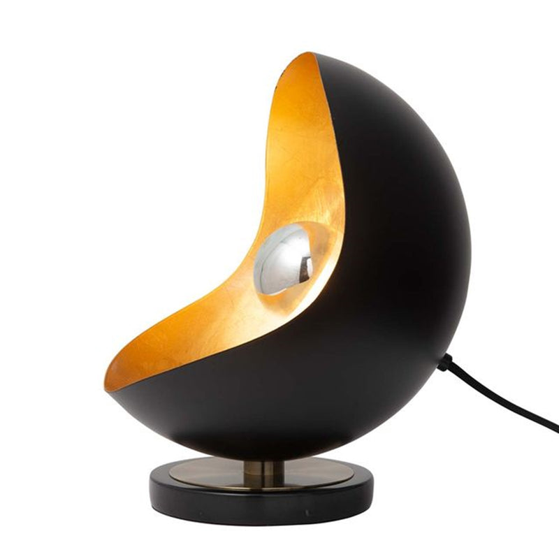 Nova California Luna Bella 15in 1-Light Table Lamp | Mid-Century Matte Black and Gold Leaf Steel | Living Room & Bedroom Accent | Model 1011058BG