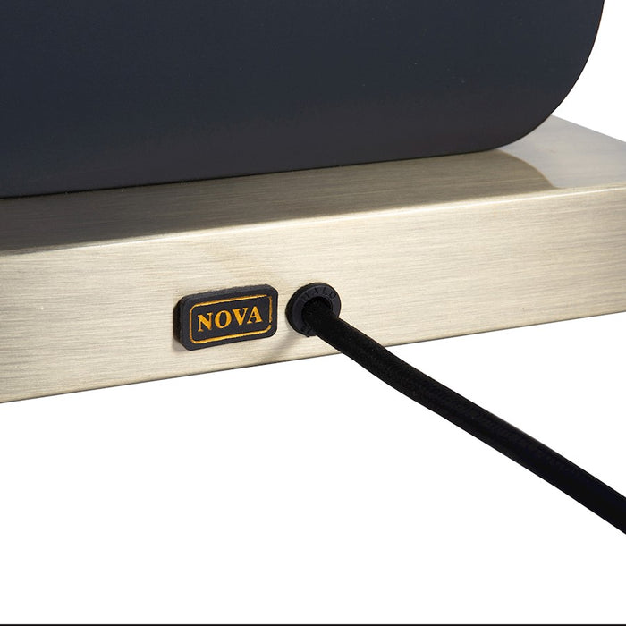 Nova California Laurel 1 Light Table Lamp, Ebony/Brass/White Linen