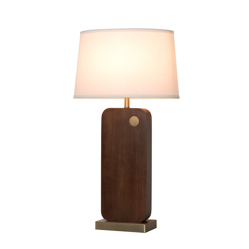 Nova California Laurel 30in 1-Light Table Lamp | Mid-Century Modern Dark Walnut and Weathered Brass with White Linen | Living Room | Model 1011513DW
