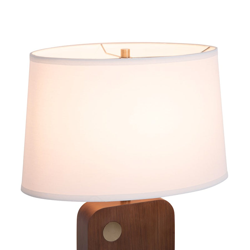Nova California Laurel 30in 1-Light Table Lamp | Mid-Century Modern Dark Walnut and Weathered Brass with White Linen | Living Room | Model 1011513DW
