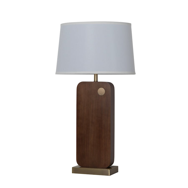 Nova California Laurel 30in 1-Light Table Lamp | Mid-Century Modern Dark Walnut and Weathered Brass with White Linen | Living Room | Model 1011513DW