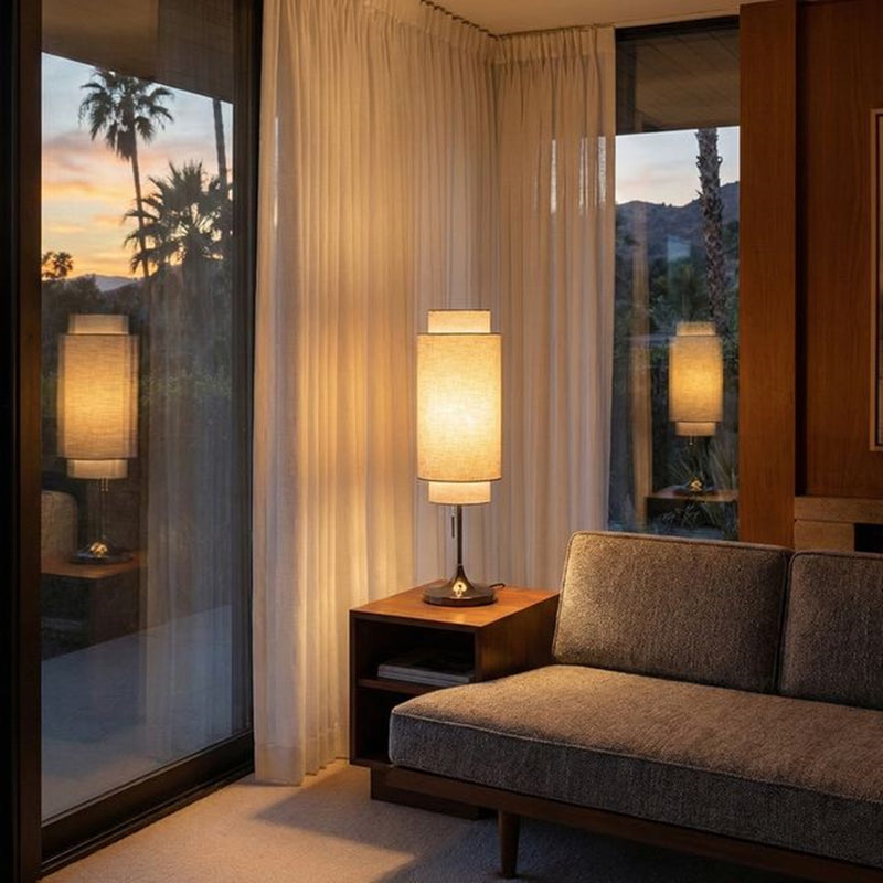 Nova California Lollipop 31in 1-Light Table Lamp | Black Nickel and Cashmere Gray Linen Shade | Living Room & Bedroom Accent | Model 1011802BN