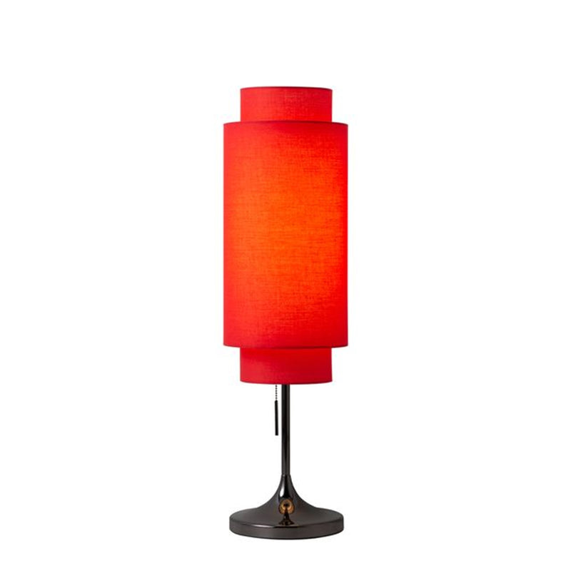 Nova California Lollipop 31in 1-Light Table Lamp | Mid-Century Modern Black Nickel and Crimson Red Linen | Bedroom & Office Accent | Model 1011803BN