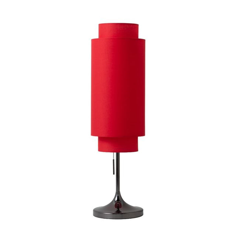 Nova California Lollipop 31in 1-Light Table Lamp | Mid-Century Modern Black Nickel and Crimson Red Linen | Bedroom & Office Accent | Model 1011803BN