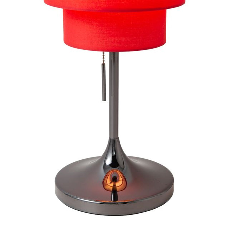 Nova California Lollipop 31in 1-Light Table Lamp | Mid-Century Modern Black Nickel and Crimson Red Linen | Bedroom & Office Accent | Model 1011803BN