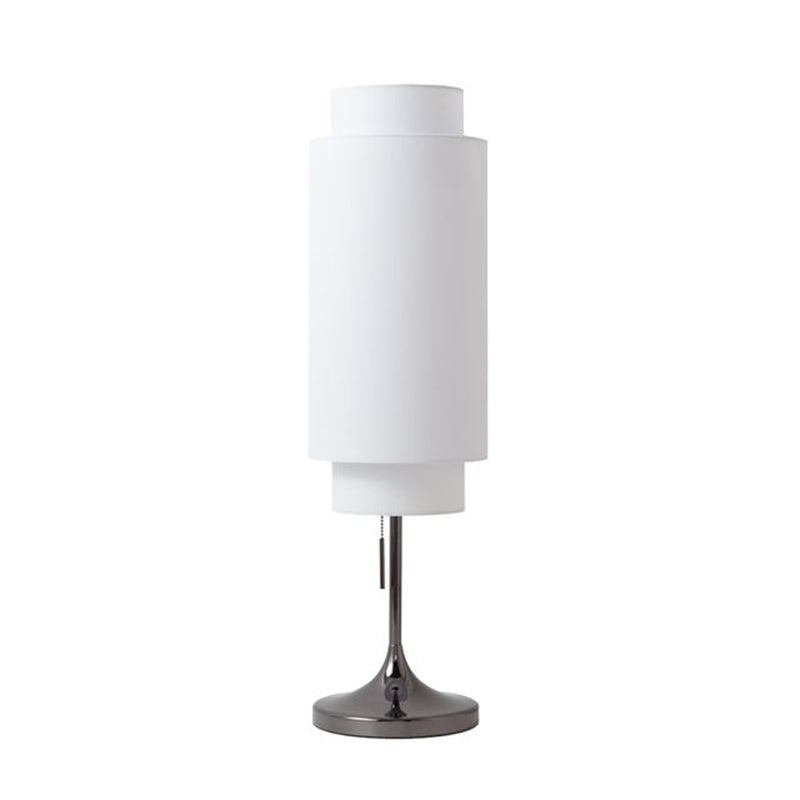 Nova California Lollipop 31in 1-Light Table Lamp | Mid-Century Black Nickel and White Linen | Bedroom & Desk | 12 x 12 x 31 in | Model 1011804BN
