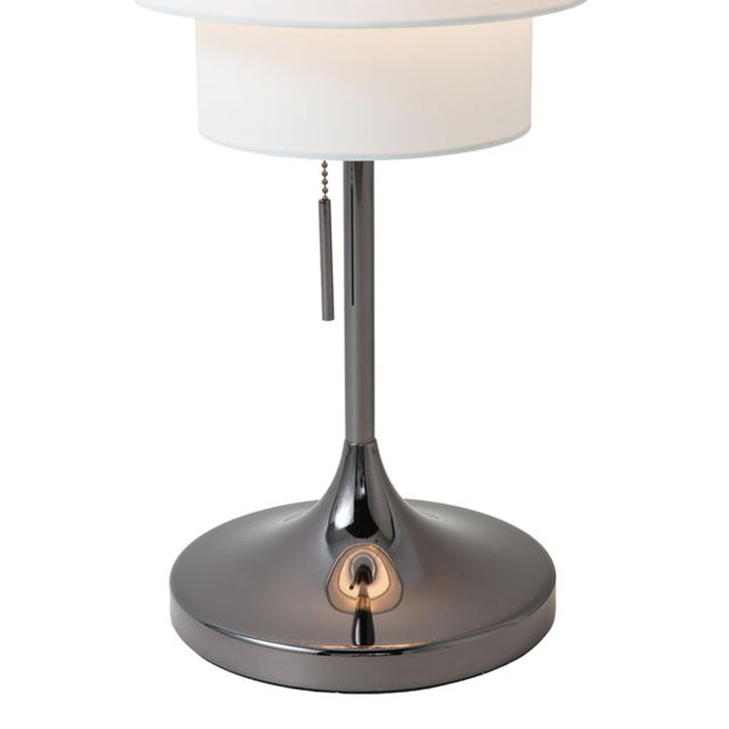 Nova California Lollipop 31in 1-Light Table Lamp | Mid-Century Black Nickel and White Linen | Bedroom & Desk | 12 x 12 x 31 in | Model 1011804BN
