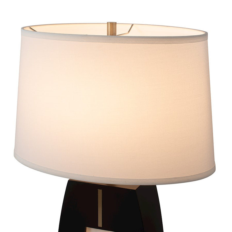 Nova California Delacey 17in 2-Light Table Lamp | Mid-Century Modern Ebony Wood and Weathered Brass White Linen | Living Room & | Model 1030773B