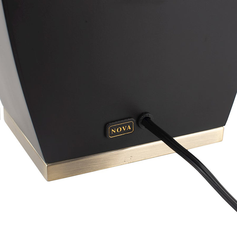Nova California Delacey 17in 2-Light Table Lamp | Mid-Century Modern Ebony Wood and Weathered Brass White Linen | Living Room & | Model 1030773B