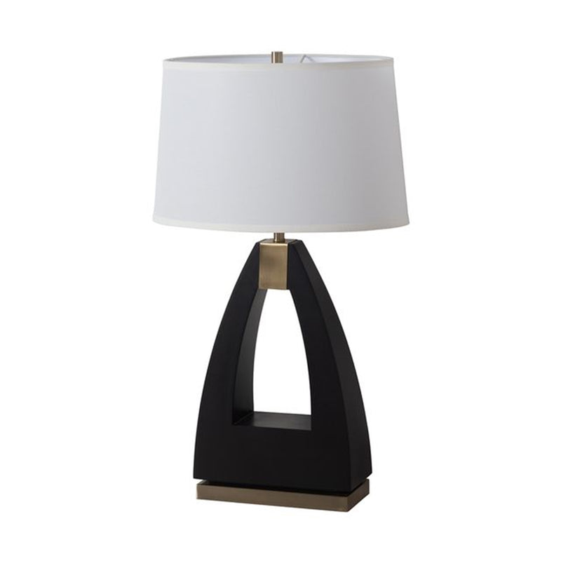 Nova California Trina 31in 1-Light Table Lamp | Mid-Century Ebony and Weathered Brass with White Linen Shade | Living Room & Bedside | Model 10392B
