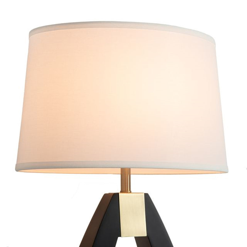 Nova California Trina 31in 1-Light Table Lamp | Mid-Century Ebony and Weathered Brass with White Linen Shade | Living Room & Bedside | Model 10392B