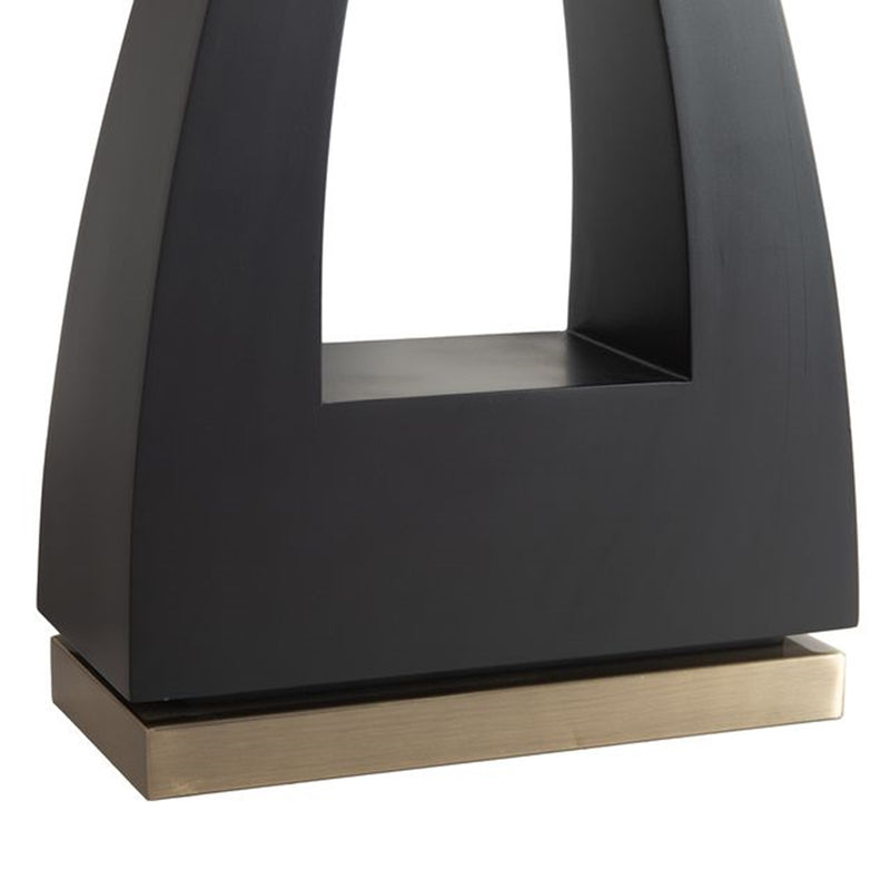 Nova California Trina 31in 1-Light Table Lamp | Mid-Century Ebony and Weathered Brass with White Linen Shade | Living Room & Bedside | Model 10392B