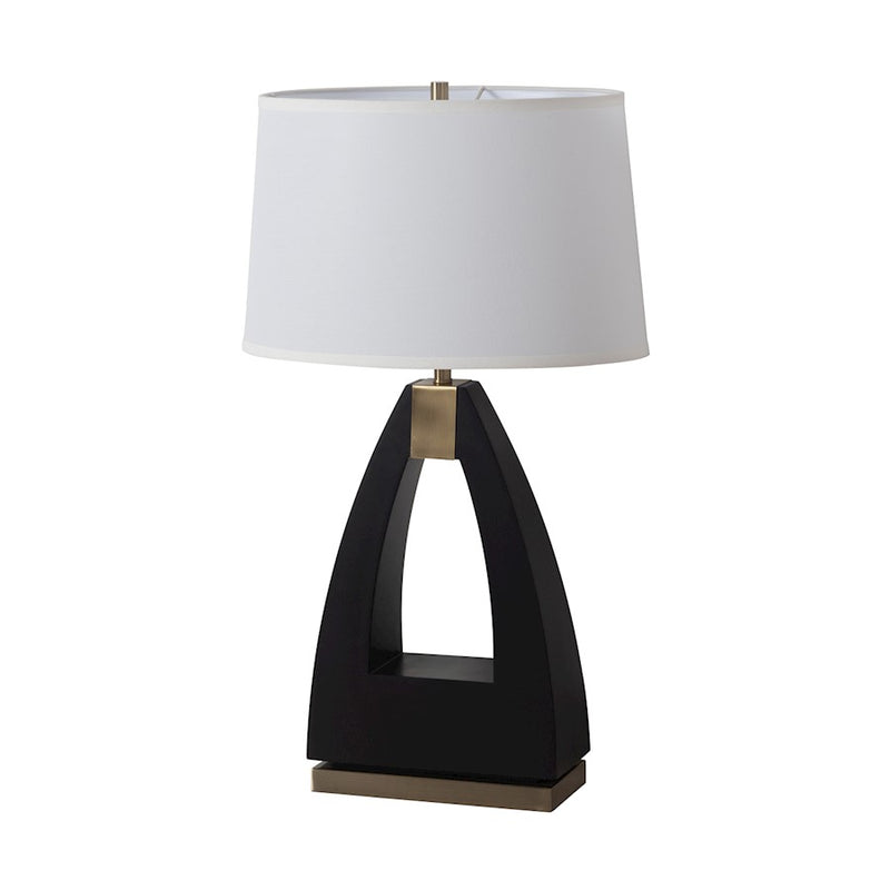 Nova California Trina 31in 1-Light Table Lamp | Mid-Century Ebony and Weathered Brass with White Linen Shade | Living Room & Bedside | Model 10392B
