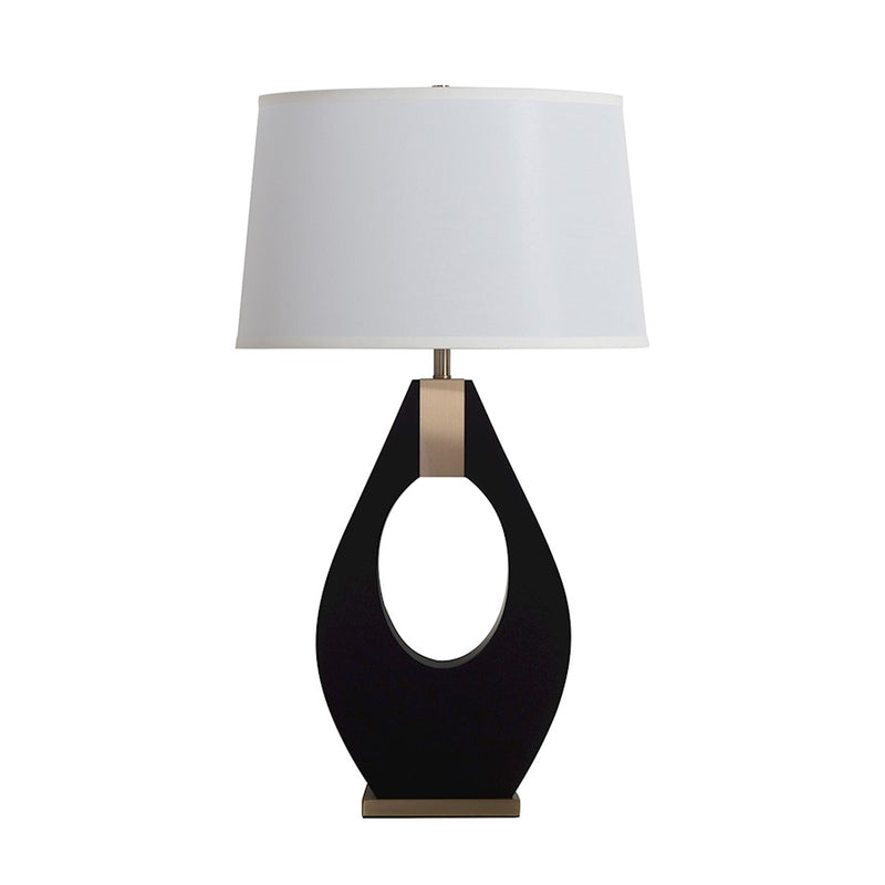 Nova California Pearson 31in Table Lamp | Mid-Century Ebony and Weathered Brass with White Linen Shade | Living Room & Bedroom | Model 10394B
