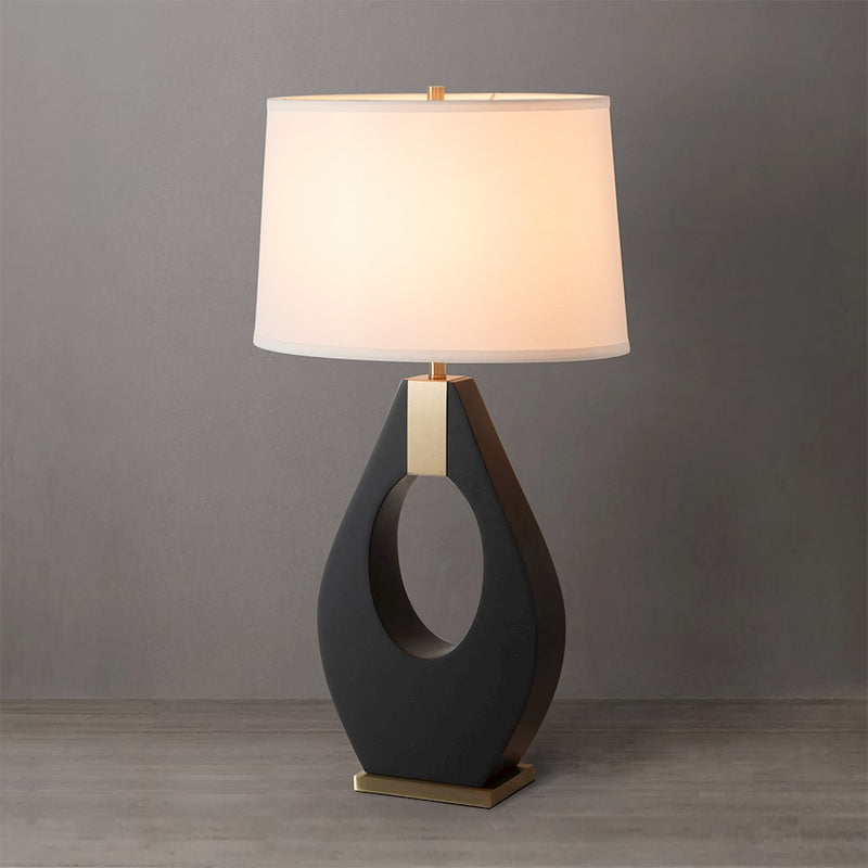 Nova California Pearson 31in Table Lamp | Mid-Century Ebony and Weathered Brass with White Linen Shade | Living Room & Bedroom | Model 10394B