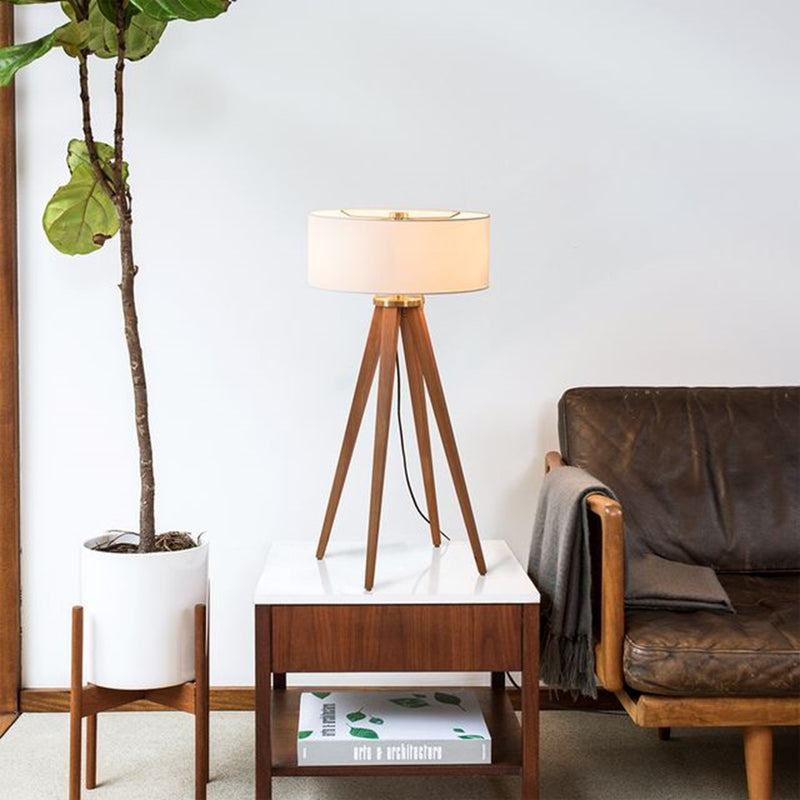 Nova California Quattro 31in 1-Light Table Lamp | Mid-Century Dark Walnut and Weathered Brass | Living Room & Bedroom | Model 10859DB