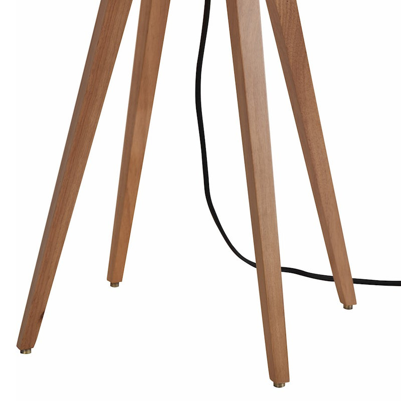 Nova California Quattro 16in 1-Light Table Lamp | Mid-Century Modern Natural Ash Wood and Weathered Brass White Linen | Living Room & | Model 10859LW