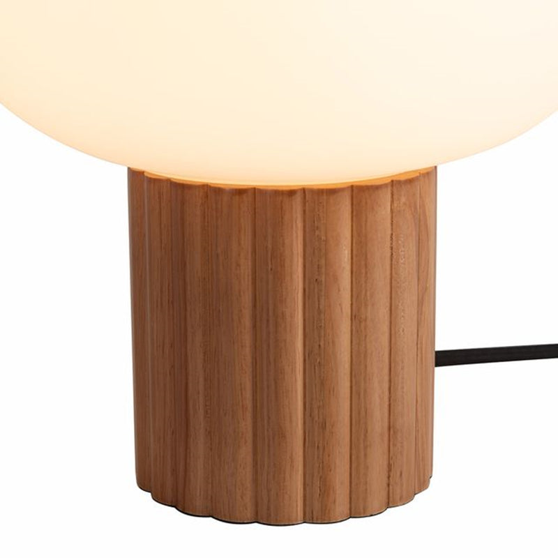 Nova California Tambo 26in 1-Light Accent Table Lamp | Mid-Century Natural Ash Wood and Weathered Brass White Linen | Living Room & | Model 1110832LW