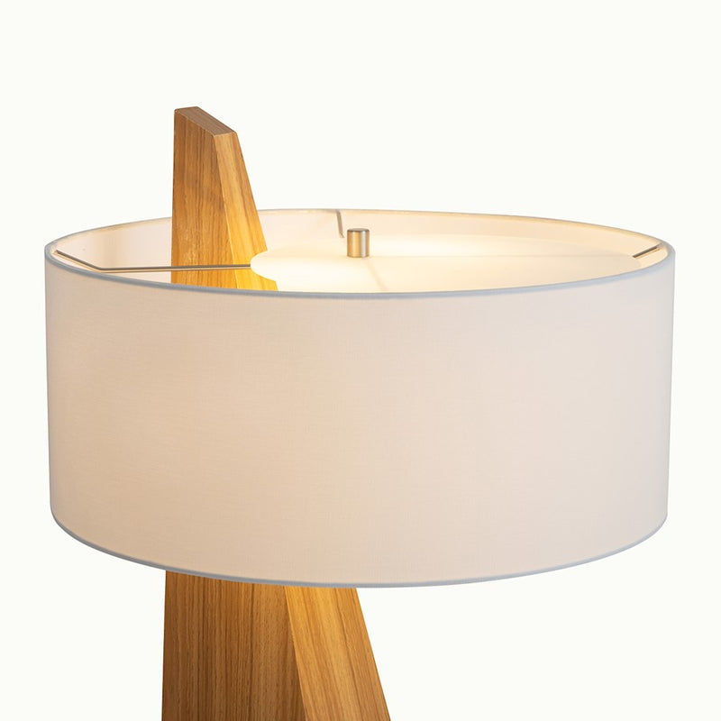 Nova California Obelisk 31in 1-Light Table Lamp | Mid-Century Modern Natural Ash Wood and White Linen Shade | Living Room & Office | Model 11889LW