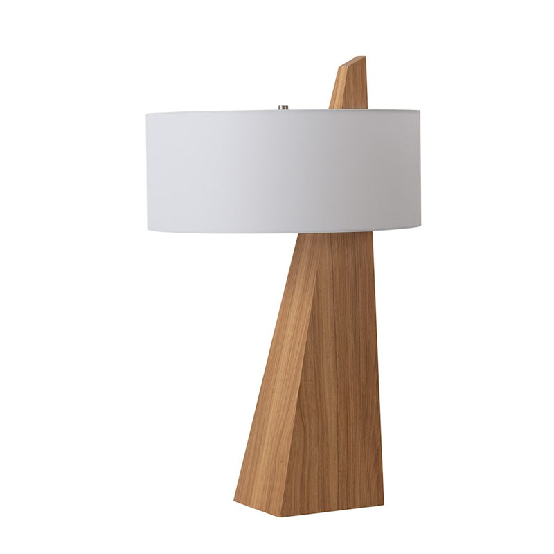 Nova California Obelisk 31in 1-Light Table Lamp | Mid-Century Modern Natural Ash Wood and White Linen Shade | Living Room & Office | Model 11889LW