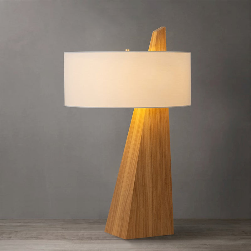 Nova California Obelisk 31in 1-Light Table Lamp | Mid-Century Modern Natural Ash Wood and White Linen Shade | Living Room & Office | Model 11889LW