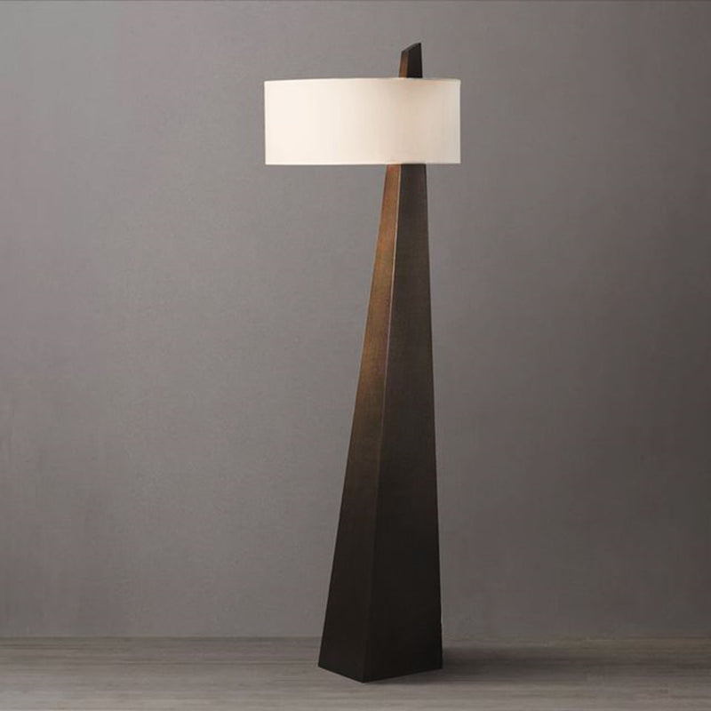 Nova California Obelisk 63in Floor Lamp | Contemporary Dark Walnut Wood and White Linen | Living Room & Reading Nook | 3000 Lumens | Model 11891