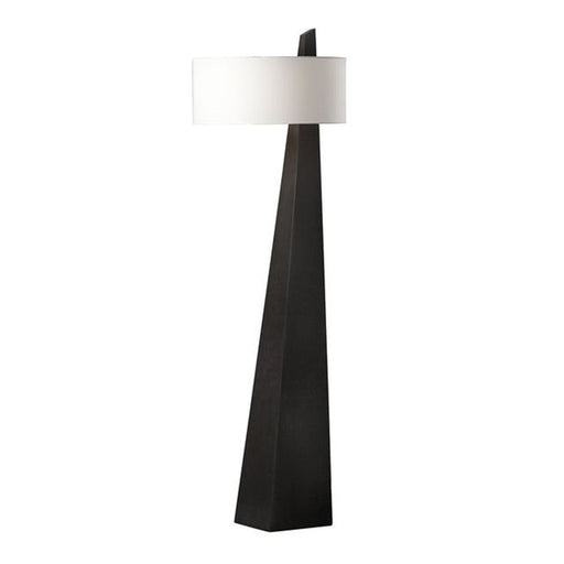 Nova California Obelisk 63in Floor Lamp | Contemporary Black Oak and White Linen | Living Room & Office | 3000 Lumens, 2-Light | Model 11891BO