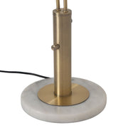 Nova California Bloom 30.7in 2-Light Table Lamp | Mid-Century Weathered Brass and White Satin Fabric | Bedside & Reading Nook | Model 1210799WB
